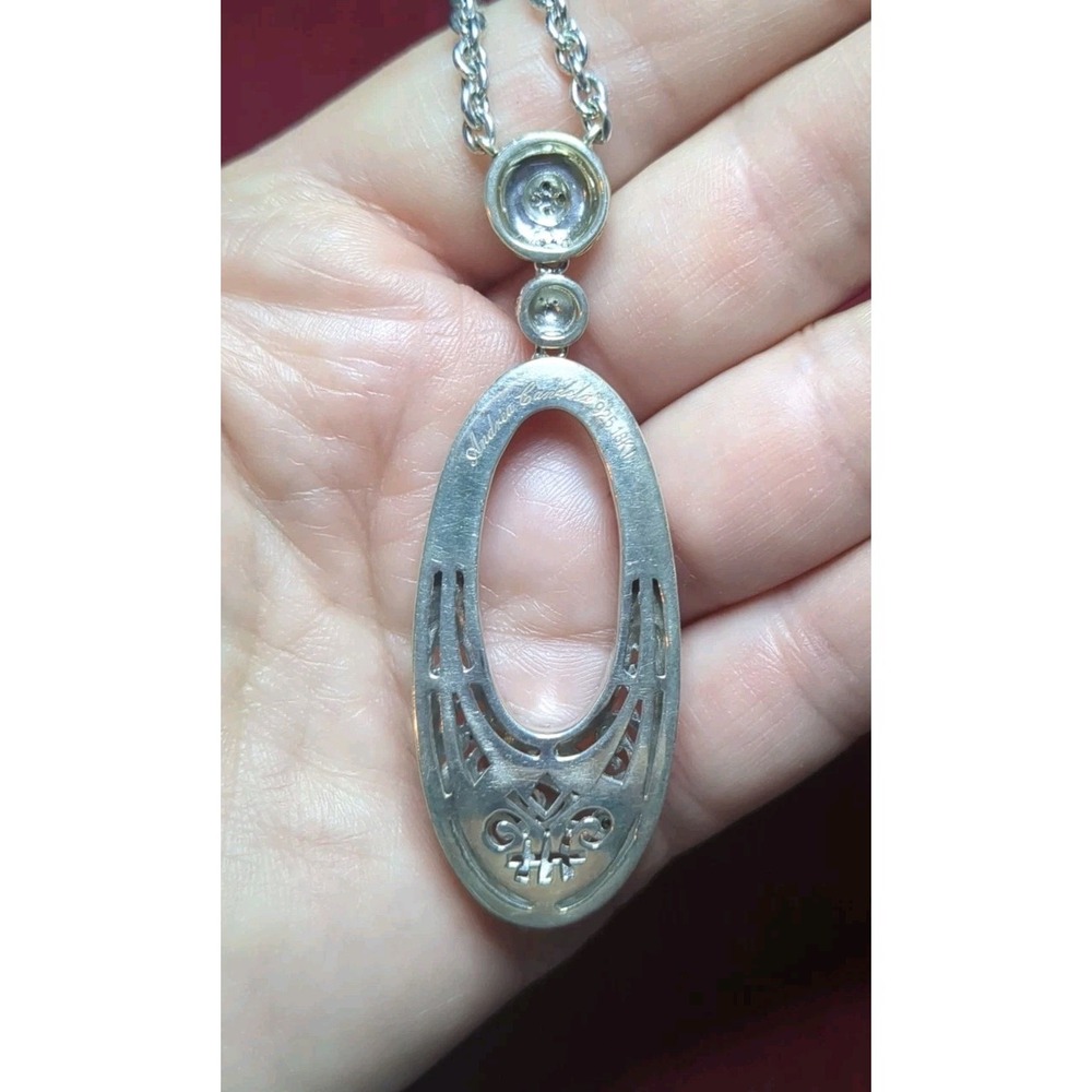 ANDREA CANDELA 18K Diamond Sterling Silver Ornate Filagree Necklace - Picture 4 of 9